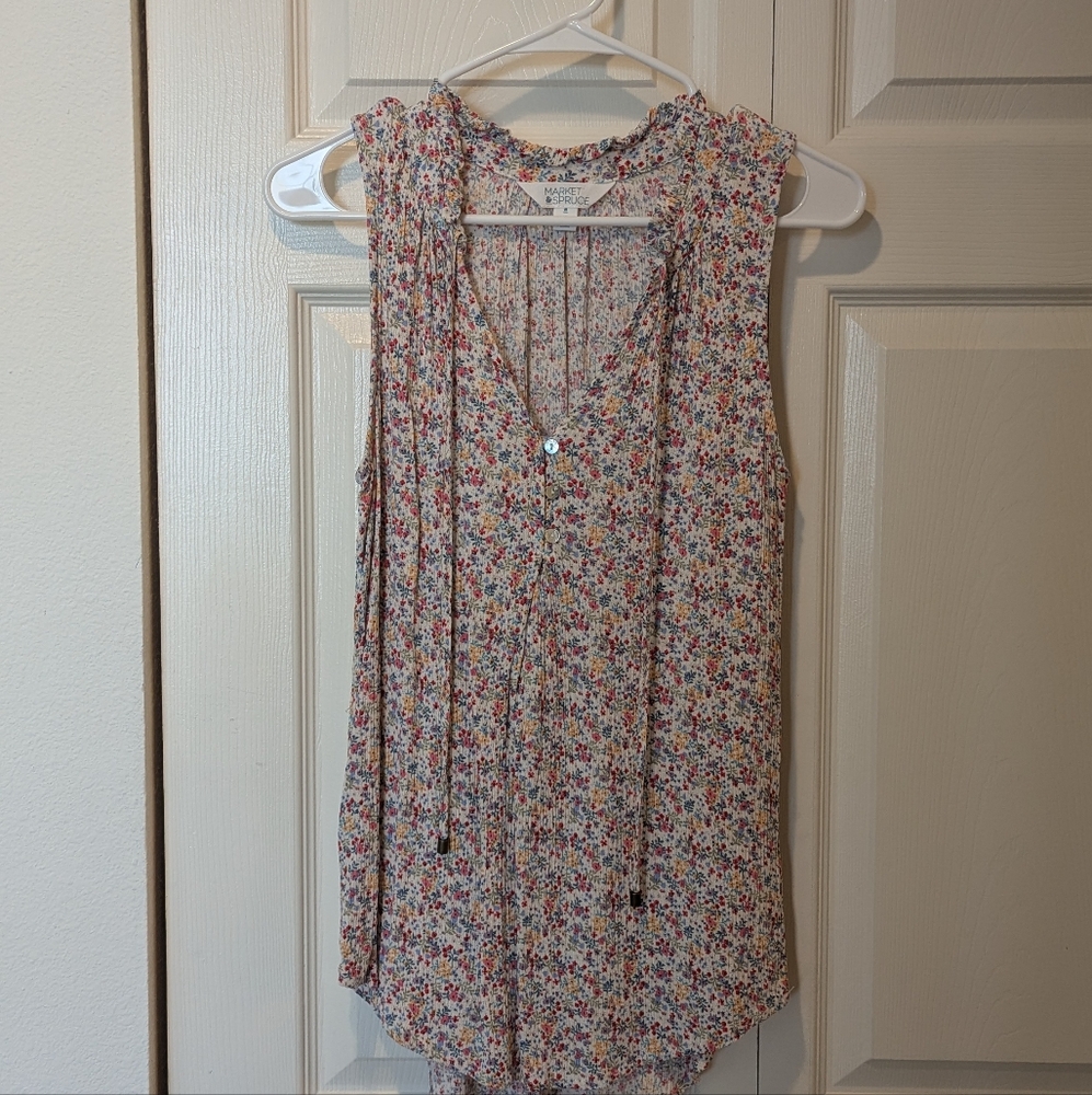 Market & Spruce Pink Tie Front Sleeveless Tank Top